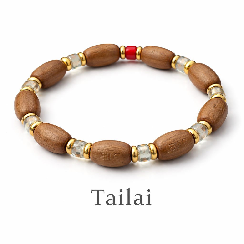 Tailai Mala Series<br>White Crystal and Red Agate