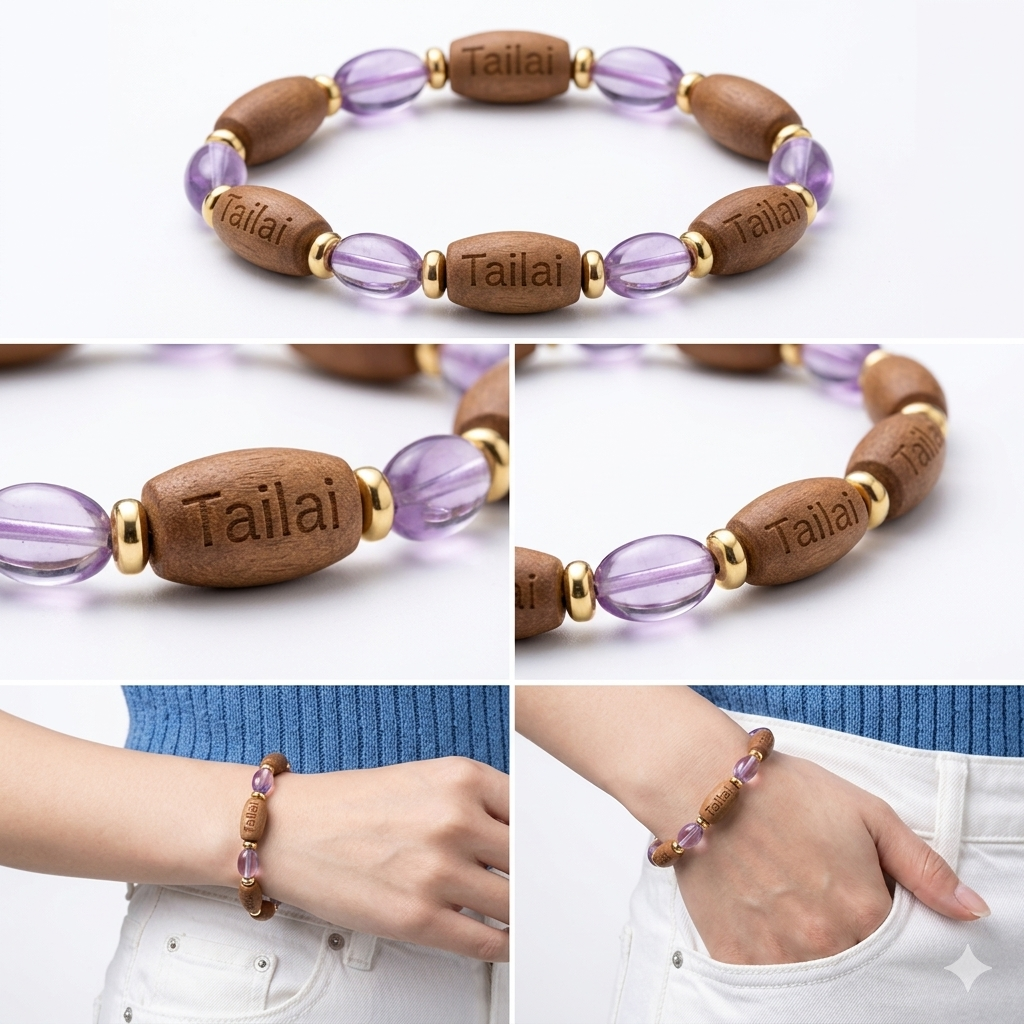 Tailai Primal Series<br>Amethyst and natural aromatic beads - Image 2
